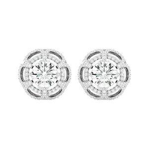 Pendientes de diamantes clásicos de oro blanco de 10 quilates hechos a mano diseñados por el fabricante Estilo de belleza pura - Product Image 1