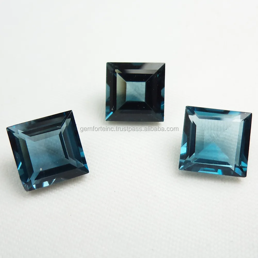 Pierre de topaze naturelle carrée, en forme de triangle de poire ronde, topaze à facettes, pierre coupée, prix de gros, 100% pierre de topaze bleue véritable