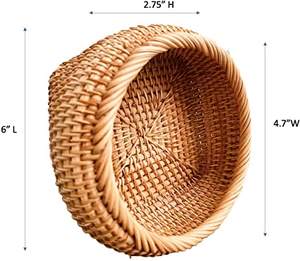 Rattan Serving Bowl in Natural Color with Round Shape Perfect for <b>Tabletop</b> and Dining Kitchenware Accessory - Product Image 6
