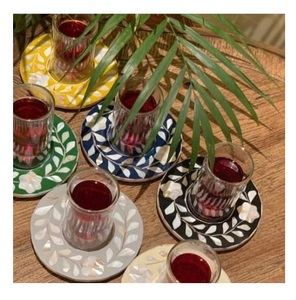 แผ่นรองแก้วชาฝังมุกพร้อมฐานไม้ ขนาดปรับแต่งได้ สำหรับงานแต่งงาน ตกแต่งโต๊ะครัว - Product Image 6