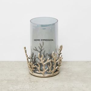 Candelabros de Lujo Dorados con Diseño de Asta de Ciervo, Portavelas de Vidrio para Mesa, Portavelas Altos Pintados a Mano en Venta - Product Image 2