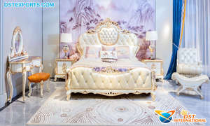 Contemporary Durable Customized Size <b>Bed</b> with <b>White</b> Leather Tufting Modern Round Design Teak <b>Wood</b> Bedroom Furniture - Product Image 6