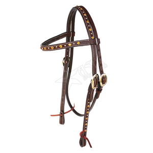 Meilleure vente de bride de course de chevaux en cuir de luxe bride de cheval équestre en cuir véritable aux prix de gros - Product Image 2