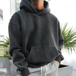 ขายส่งที่กำหนดเองที่มีคุณภาพสูงขนาดใหญ่เสื้อสวมหัวเสื้อกันหนาวผู้ชายกรดล้างเสื้อกันหนาวหมวก - Product Image 3