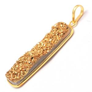 925 Sterling Silver/Gold Titanium Druzy Gemstone Pendentif 18K Plaqué Or Sparkle Druzy Collier Fine Pendentifs Charmes En Gros - Product Image 4