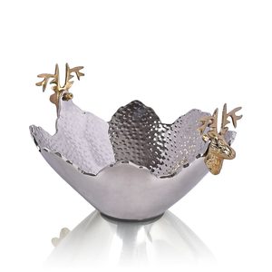 Nouveau bol décoratif moderne en métal à rayures de feuilles de designer bols de 3 tasses en or antique pour accessoires de vaisselle au prix de grossiste - Product Image 4