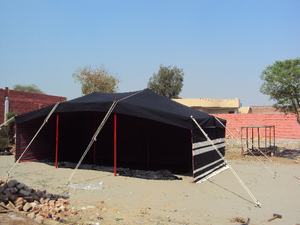 Lona impermeable de lona para acampar al aire libre, tienda tradicional de estilo árabe a rayas blancas y negras para el desierto - Product Image 5