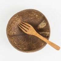 Juego de ensaladeras y cucharas de cáscara de coco orgánico hecho a mano, cuenco de laca ecológico, técnica personalizada para acampar, venta al por mayor - Product Image 6