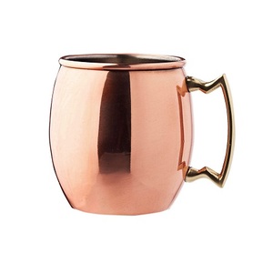 Taza para beber agua de tamaño personalizado de forma redonda, taza de mula de Moscú de cobre de diseño fantástico con mango de latón a granel - Product Image 1