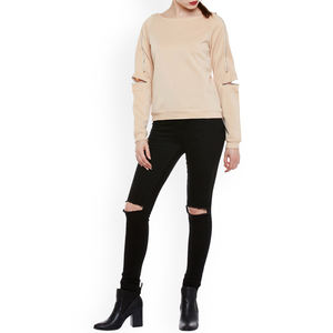 Nuevas llegadas mejor material Venta caliente toda la venta Personalizar Diseño Mujeres Liso Color marrón sólido Sudaderas - Product Image 5