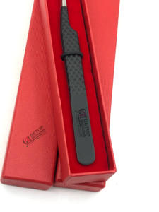 Revêtement en poudre noir mat professionnel poignée en diamant incurvée pince à épiler en acier inoxydable Extension de cils Logo personnalisé outils de beauté - Product Image 5