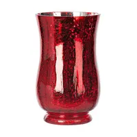 Red Christmas Mercury Glass Hurricane Glass Tea light Candle by For Home Exim