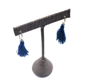 Pendientes de Borla con Hilo de Seda Azul, Chapados en Oro, Plata de Ley 925, Fornituras de Joyería, Material de Plata 925 - Product Image 5