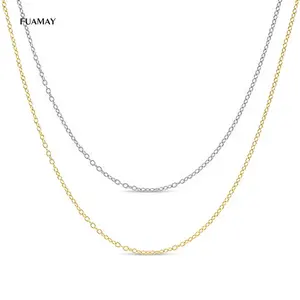 FUAMAY-collar largo y ajustable de plata de ley 2022, cadena de eslabones de 14K y 18K, S925, novedad de 925