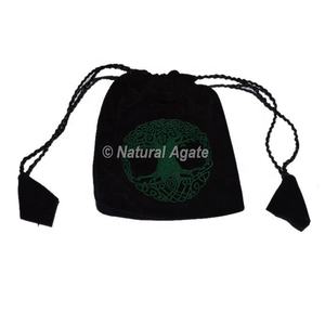 Black Pouch with Green Printed <b>Tree</b> of Life | Green Printed <b>Tree</b> of Life Pouch at Best Rates - Product Image 1