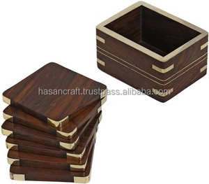 ถ้วยชาไม้ไม่ติดธรรมชาติแบบ100% ถาดรองแก้วทรงสี่เหลี่ยมคุณภาพสูงสำหรับร้านอาหารในบ้านดีไซน์หินอ่อนแบบคลาสสิกขายดี - Product Image 4