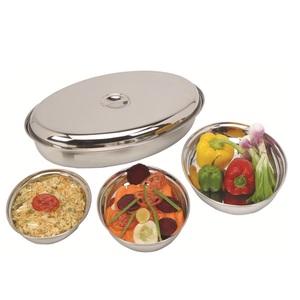 Cuencos para servir seguros para contacto con alimentos aislados ecológicos de acero inoxidable pulido con tapas - Product Image 6