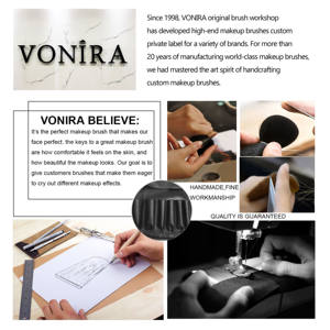 Vonira Bellezza VHQ-155 <span class=keywords><strong>Duo</strong></span> <span class=keywords><strong>Fibre</strong></span> Tapered Faccia di Trucco Crema Liquidi <span class=keywords><strong>Powder</strong></span> Brush Con Puntale di Rame Personalizzato Private Label OEM - Product Image 4