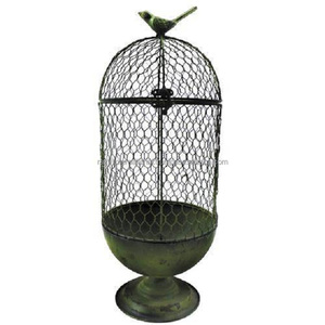 Cage à oiseaux de conception antique avec poignée en corde confortable et base en métal durable pour le logement confortable de votre animal de compagnie - Product Image 2