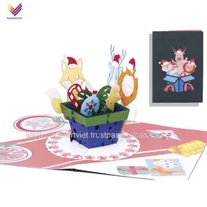 Chất lượng cao 3D Pop Up thẻ động vật hộp giấy handmade chúc mừng & đám cưới/Lời Mời giáng sinh thẻ được sản xuất bằng giấy - Product Image 1