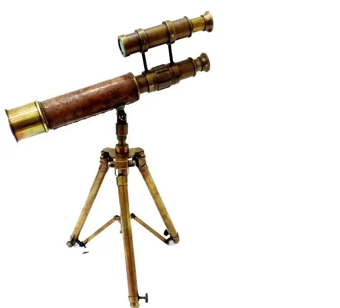 Desktop Brass Telescope Antique Finish Spyglass leather telescope Beautiful On Steel Tripod Stand Watch Sport Matches Birds