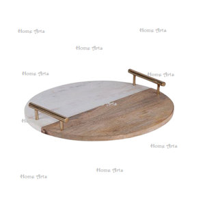 Bandeja de mármol y madera para chocolates con forma redonda de metal de calidad premium para servir té y café de Home Arts. - Product Image 1