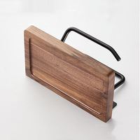 STOCCO Porte-papier toilette mural moderne en bois de noyer avec étagère pour téléphone, distributeur de papier hygiénique pour hôtel et maison
