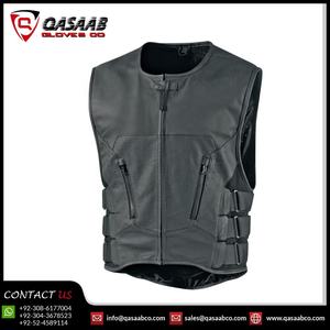Venta al por mayor de piel de oveja de cuero genuino chaquetas de moto chalecos transpirables para hombres motociclistas-Chalecos Clubbed - Product Image 3