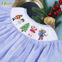 Ensemble de luxe pour bébé fille en velours côtelé bleu, broderie artisanale, motif à carreaux, 100% coton, certifié OEKO-TEX, pour l'hiver de Noël