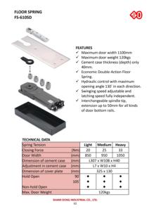 FS-610SD automatic hydraulic floor spring - Product Image 2