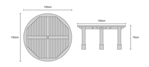 <b>Round</b> Solid Teak Wood Outdoor Dining <b>Table</b> Contemporary Design Durable Patio Furniture - Product Image 2