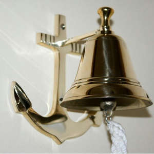 Campana de latón macizo de 6 pulgadas del vendedor indio, campana de iglesia colgada en la pared pulida con espejo con cuerda, artesanías de Metal - Product Image 4