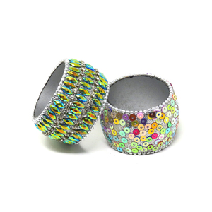 Rond de serviette vert naturel, anneaux de serviette, anneau de serviette à paillettes Lac - Product Image 3