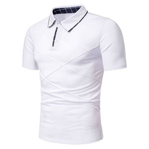 เสื้อโปโลสำหรับผู้ชายเสื้อกอล์ฟสีพื้นแขนสั้นสั่งทำได้ตามต้องการ - Product Image 4