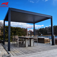 Pergola bioclimatique de jardin avec toit rétractable et réglable, auvent imperméable en aluminium pour l'extérieur