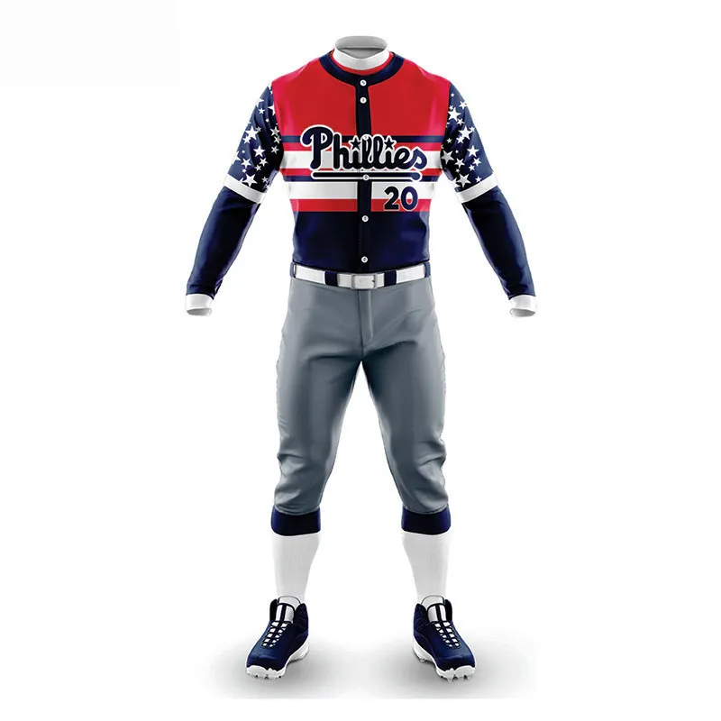 Print Your Own Baseball Uniform New Design Good Quality Men Long Sleeve Baseball Uniform In Reasonable Price