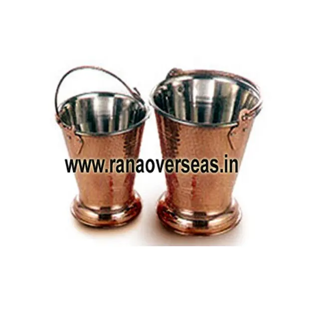 Handmade Traditional Copper & Steel Bucket With Handle for Restaurant Ware And Hotel Ware