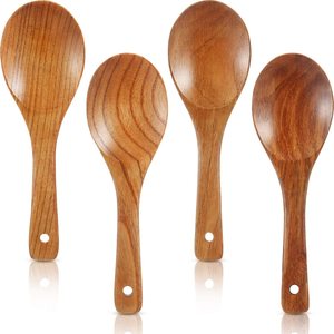 Cuchara escurridora de madera, utensilios de cocina hechos a mano, diseño simple, productos en oferta, 5 piezas - Product Image 6