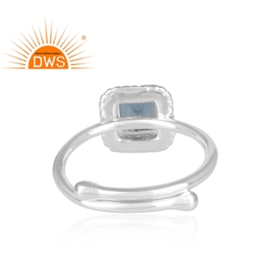 Bague cocktail en topaze bleue de Londres, fournisseur de bijoux, bijoux pour femmes en argent 925, grossiste en bijoux - Product Image 4