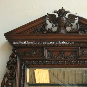 Espejo de pared de madera de caoba tallada antigua, marco decorativo personalizado para sala de estar - Product Image 3