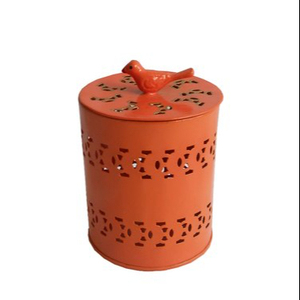 Round Shape Metal Orange Votive Holder - Product Image 1