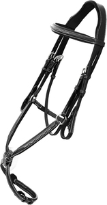 Indischer Designer 100% Anatomisches Leder Pferde zaumzeug Fancy Stitched Square Raised Abbildung 8 Nasen band Mono Crown Rubber Zügel Pferd - Product Image 3