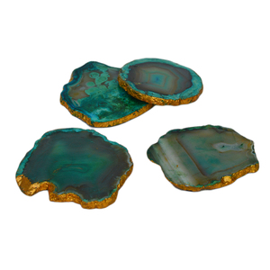 Dessous de verre en Agate décorative, finition plaquée, idéal pour un dessous de verre décoratif de table avec un Design multicolore - Product Image 1