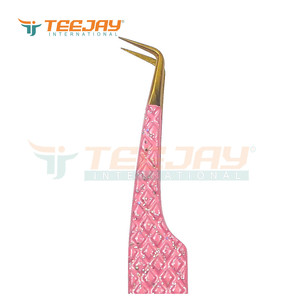 Pince à épiler pour Extension de cils, paillettes roses, ponceuses, angle de 75 degrés, embout Ultra fin, isolation, mignon - Product Image 2
