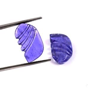 Ailes de papillon sculptées à la main en tanzanite naturelle, taille 10x17,50 mm, 16 carats, 1 paire +AAAA, pierre authentique et naturelle. - Product Image 3