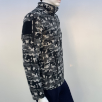 Veste tactique d'extérieur en polaire polaire avec fermeture éclair, camouflage, grande taille, en polyester délavé, avec logo personnalisé et service OEM