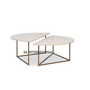 Juego de 2 mesas de esquina con tapa de madera para cafetería, cafetería, uso de muebles de lujo para decoración de Hotel, mesa auxiliar, precio al por mayor - Product Image 3