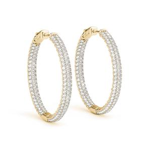 1.00TCW Natural Prong-Set Diamond Hoop Earring 14K Oro amarillo Excelente para mujeres - Product Image 1