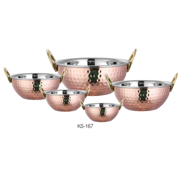 Koperen Karahi Set/Kookpan/Koperen Serveerpot Handi Set Met Handvatten Metalen Keukengerei Kookgerei