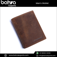 Dompet Kulit Asli Pria Buatan Tangan Desain Vintage Penutup HOOK&LOOP 110g Anti RFID Lapisan Kulit Asli Unik Logo